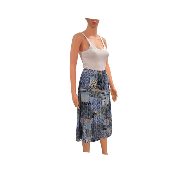 Blue Pleated Midi A-Line Skirt for Casual Wear (New) - Picture 2 of 8